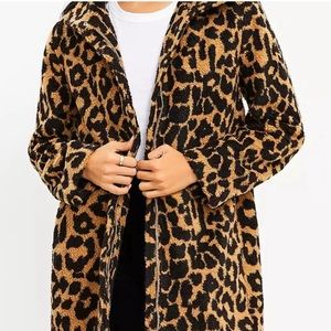 LOFT animal print Sherpa jacket small nwot